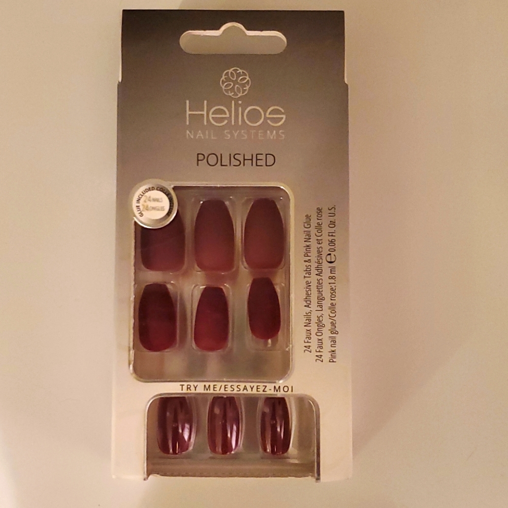 Helios Nail Systems Polished Faux Nails with Tabs & Glue Included - New/Unopened